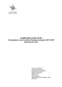 Justification in the Arctic Contestation Over the Arctic Railway During the 2017-2019 Planning Process
