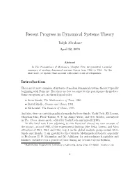 Recent Progress in Dynamical Systems Theory