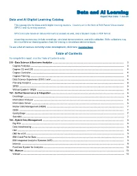 Data and AI Learning Report Run Date: 7-Jan-20 Data and AI Digital Learning Catalog
