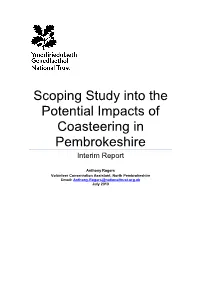 Scoping Study Into the Potential Impacts of Coasteering in Pembrokeshire Interim Report