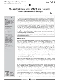 The Contradictory Unity of Faith and Reason in Christian Theoretical Thought
