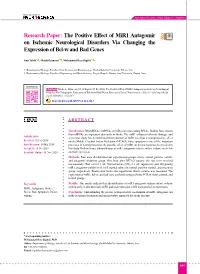 The Positive Effect of Mir1 Antagomir on Ischemic Neurological Disorders Via Changing the Expression of Bcl-W and Bad Genes