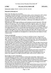 U DMU Records of Chris Mullin MP 1970-2010