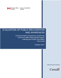Evaluation of Public Recognition and Awareness