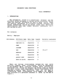 Geographic Data Structures 1. Introduction