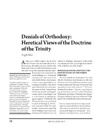 Heretical Views of the Doctrine of the Trinity Gregg R