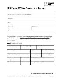 IRS Form 1095-A Correction Request