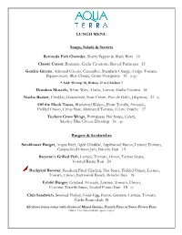 LUNCH MENU Soups, Salads & Starters Bermuda Fish Chowder