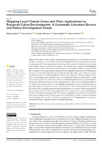 Mapping Local Climate Zones and Their Applications in European Urban Environments: a Systematic Literature Review and Future Development Trends