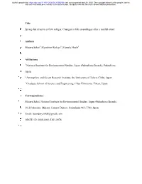 1 Title 1 Spring-Fed Streams As Flow Refugia: Changes in Fish