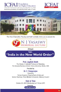 9Th N J Yasaswy Memorial Lecture Invitation (Virtual)