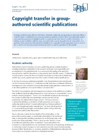 Copyright Transfer in Group-Authored Scientific Publications | Jaime A