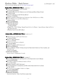 Fashion Talks… Back Issues As of November 9, 2020 ＊For Actual Stock, Please Refer to “List of Our Current Stock”