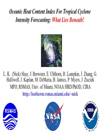 Oceanic Heat Content Index for Tropical Cyclone Intensity Forecasting: What Lies Beneath!