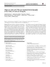Oligocene and Early Miocene Mammal Biostratigraphy of the Valley of Lakes in Mongolia