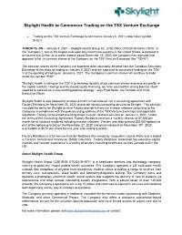 Skylight Health to Commence Trading on the TSX Venture Exchange