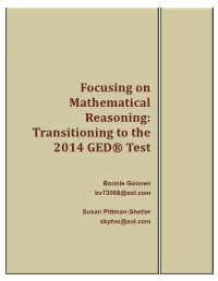 Transitioning to the 2014 GED® Test