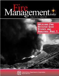 Wildland Fire Behavior Case Studies and Analyses: Part 1