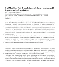 A Fast, Physically-Based Subglacial Hydrology Model for Continental-Scale Application