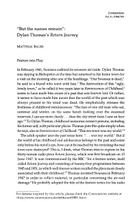 "But the Names Remain": Dylan Thomas's Return Journey