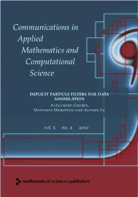 Implicit Particle Filters for Data Assimilation Alexandre Chorin, Matthias Morzfeldand Xuemin Tu