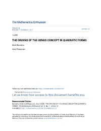 The Origins of the Genus Concept in Quadratic Forms