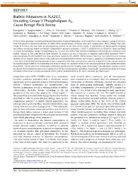 Biallelic Mutations in PLA2G5, Encoding Group V Phospholipase A2, Cause Benign Fleck Retina