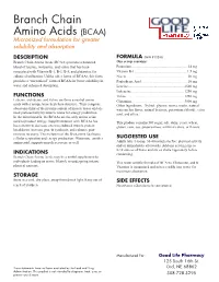 Branch Chain Amino Acids (BCAA) Micronized Formulation for Greater Solubility and Absorption