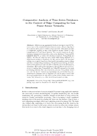 Comparative Analysis of Time Series Databases in the Context of Edge Computing for Low Power Sensor Networks