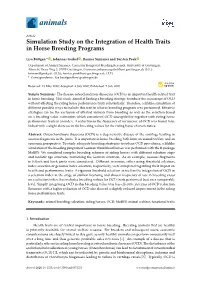 Simulation Study on the Integration of Health Traits in Horse Breeding Programs