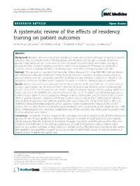 A Systematic Review of the Effects of Residency Training on Patient