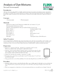 Analysis of Dye Mixtures Thin-Layer Chromatography SCIENTIFIC
