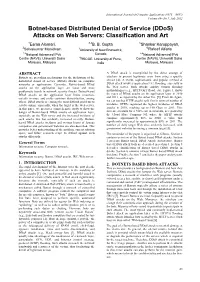 Botnet-Based Distributed Denial of Service (Ddos) Attacks on Web Servers: Classification and Art