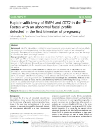 Haploinsufficiency of BMP4 and OTX2 in the Foetus with an Abnormal