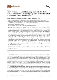 Improvement of Gold Leaching from a Refractory Gold Concentrate Calcine by Separate Pretreatment of Coarse and Fine Size Fractions