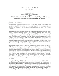 Testimony of Steven D. Mccleaf February 18, 2020 State Of