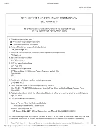 Securities and Exchange Commission Sec Form 20-Is