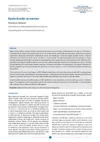 Bipolar Disorder: an Overview