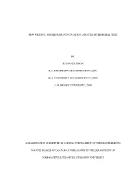 New Writing: Modernism, Punctuation, and the Intermedial Text