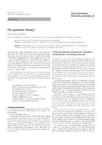 On Quantum Theory