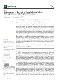 Optimization of Reversible Circuits Using Toffoli Decompositions with Negative Controls