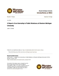 A Report of an Internship in Public Relations at Western Michigan University