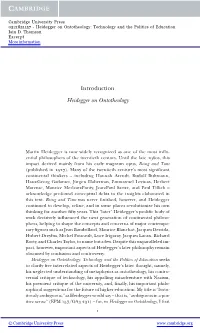 Introduction Heidegger on Ontotheology