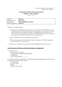 Macro Report Comparative Study of Electoral Systems Module 4: Macro Report September 10, 2012