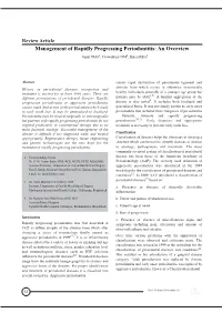 Management of Rapidly Progressing Periodontitis: an Overview