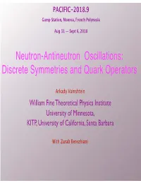 Neutron-Antineutron Oscillations: Discrete Symmetries and Quark Operators
