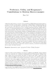 Preference, Utility, and Koopmans's Contributions to Modern