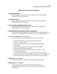 Additional Documents and Instructions