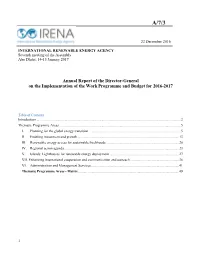 Annual Report of the Director-General on the Implementation of the Work Programme and Budget for 2016-2017