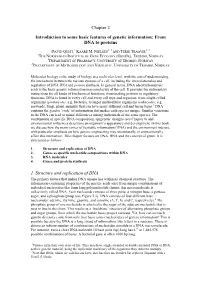 Chapter 2 Introduction to Some Basic Features of Genetic Information